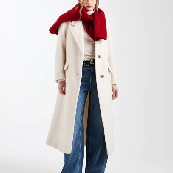 ASOS DESIGN premium brushed wool
blend dad coat in cream - Picture 2 of 5